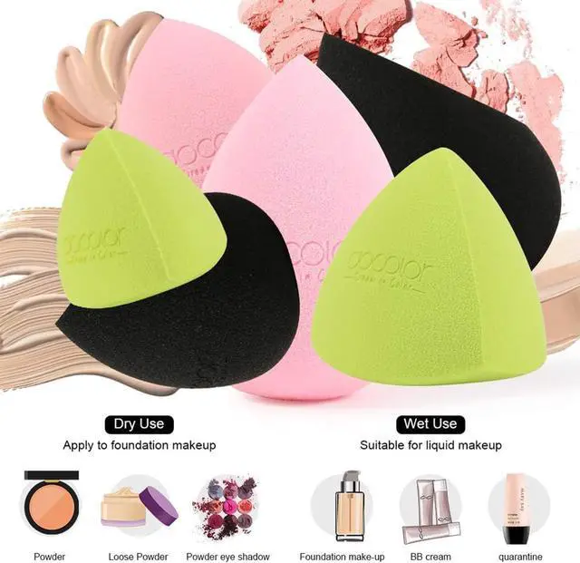 Alt view image 2 of 7 - docolor Makeup Sponges Flat Kabuki Brush Set 6 Pcs, For Flawless Finish | Foundation Blending Kit for Liquid Cream Powder Makeup, Airbrush Full Coverage Face Blender, Non-Absorbent