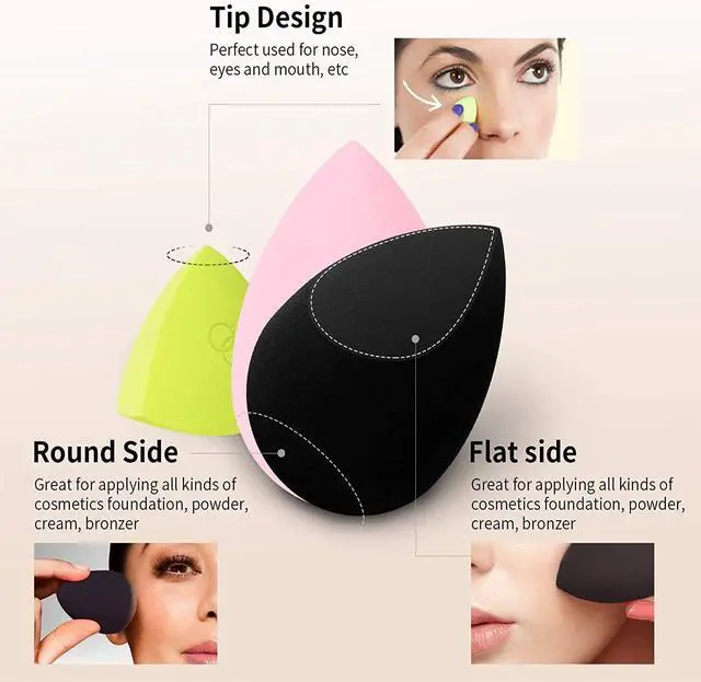 Alt view image 3 of 7 - docolor Makeup Sponges Flat Kabuki Brush Set 6 Pcs, For Flawless Finish | Foundation Blending Kit for Liquid Cream Powder Makeup, Airbrush Full Coverage Face Blender, Non-Absorbent