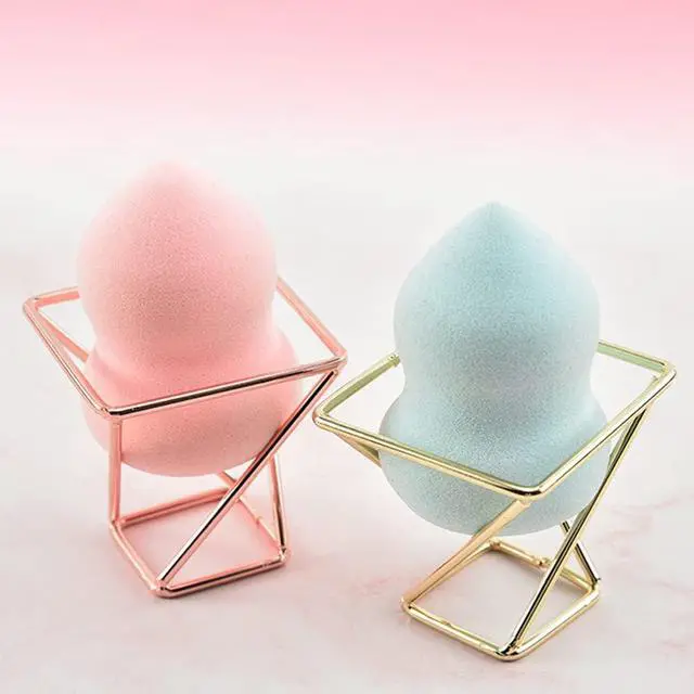 Alt view image 4 of 7 - 4 Pcs Makeup Sponge Holder Beauty Sponge Holder Blender Drying Rack Makeup Blender Travel Case Egg Powder Puff Display Stand for Dresser and Vanity (Gold & Rose Gold)