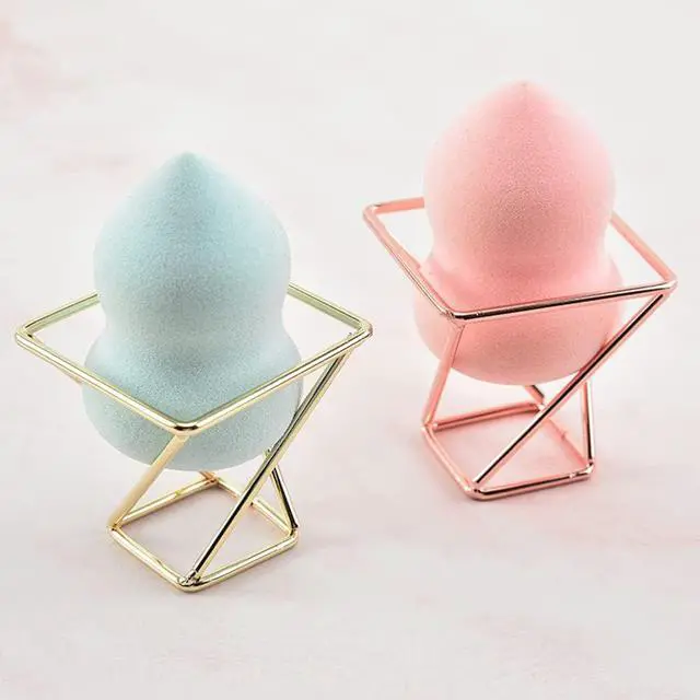 Alt view image 3 of 7 - 4 Pcs Makeup Sponge Holder Beauty Sponge Holder Blender Drying Rack Makeup Blender Travel Case Egg Powder Puff Display Stand for Dresser and Vanity (Gold & Rose Gold)