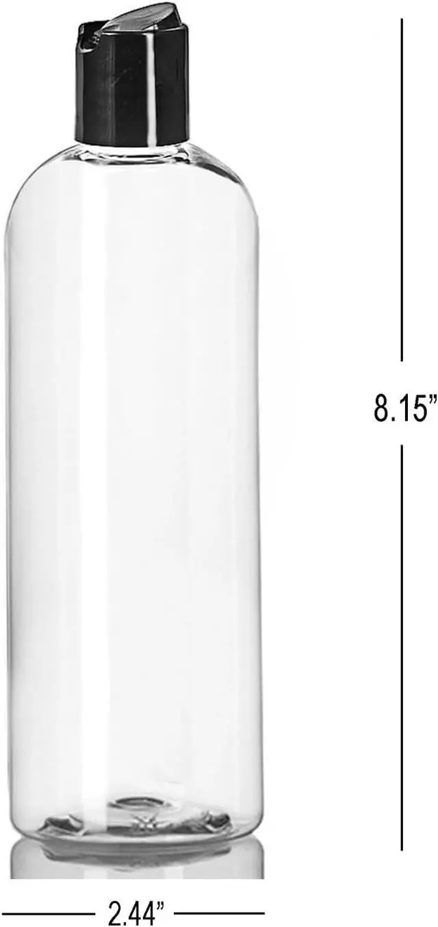 Alt view image 2 of 5 - ljdeals 16 oz Clear Plastic Refillable Squeeze Bottles (3 Pack), BPA-Free Empty Travel Containers with Leak-Proof Disc Top Flip Caps for Shampoo, Lotion, Soap, and Creams, made in USA