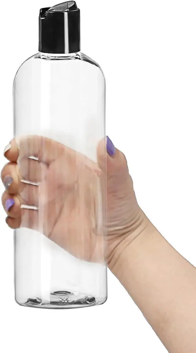 Alt view image 3 of 5 - ljdeals 16 oz Clear Plastic Refillable Squeeze Bottles (3 Pack), BPA-Free Empty Travel Containers with Leak-Proof Disc Top Flip Caps for Shampoo, Lotion, Soap, and Creams, made in USA