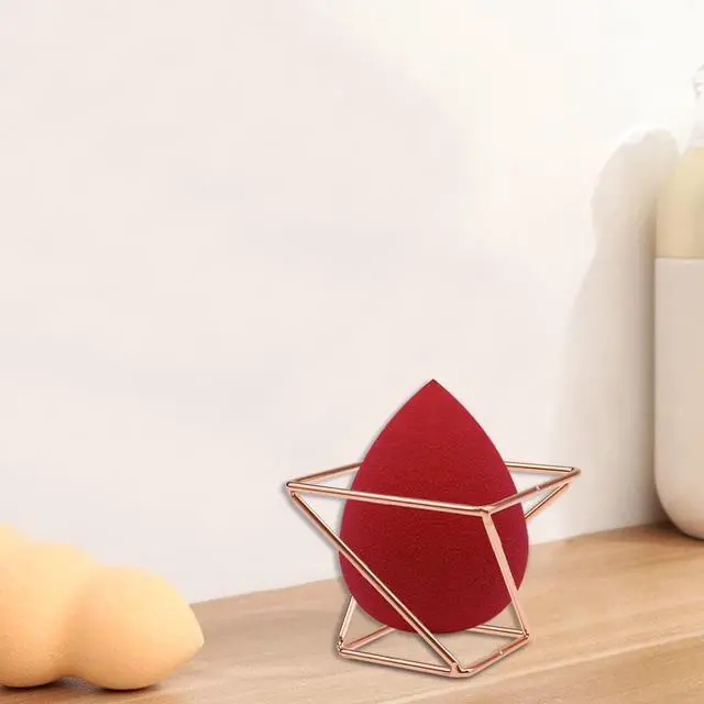 Alt view image 7 of 7 - 4 Pcs Makeup Sponge Holder Beauty Sponge Holder Blender Drying Rack Makeup Blender Travel Case Egg Powder Puff Display Stand for Dresser and Vanity (Gold & Rose Gold)