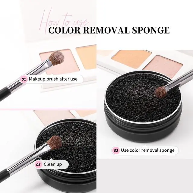 Alt view image 3 of 7 - DUcare Makeup Brush Cleaner Makeup Brushes Solid Soap Cleanser with Color Removal Sponge Brush Cleaning Mat, Silicone Makeup Cleaning Cosmetic Cleaner Blenders Shampoo Removes Shadow Color