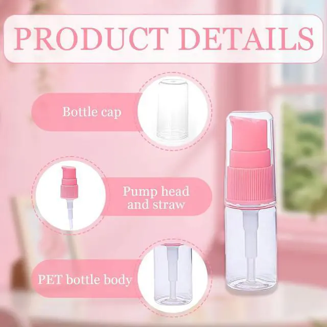 Alt view image 3 of 7 - ericotry 6 Pack Empty 10ml Plastic Pump Bottles Cream Shampoo Lotion Pump Bottle Refillable Sample Travel Bottles Toiletries Liquid Container Jar Pot Vial for Cosmetic Make-up (Transparent)