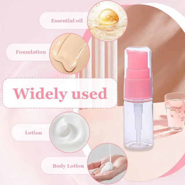 Alt view image 4 of 7 - ericotry 6 Pack Empty 10ml Plastic Pump Bottles Cream Shampoo Lotion Pump Bottle Refillable Sample Travel Bottles Toiletries Liquid Container Jar Pot Vial for Cosmetic Make-up (Transparent)