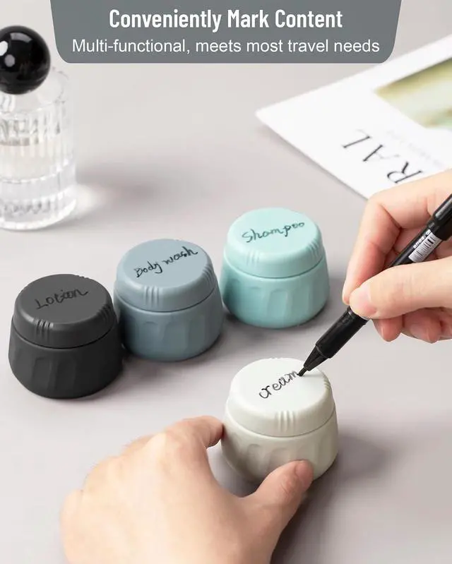 Alt view image 7 of 7 - Mrsdry Travel Containers for Toiletries, TSA Approved Travel Size Toiletries 4 Pack, Refillable Containers, With Clear Bag, Leak Proof Silicone Jars, Essentials Creams Jars Carrying Small Items