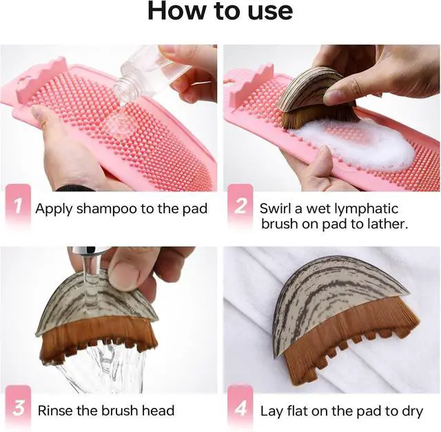 Alt view image 5 of 6 - Silicone Brush Cleaner Mat, Compatible with Lymphatic Brush, Silicone Cleaning Pad for Lymphatic Brush, Deep Clean, Slim Portable, Suit S/L Size