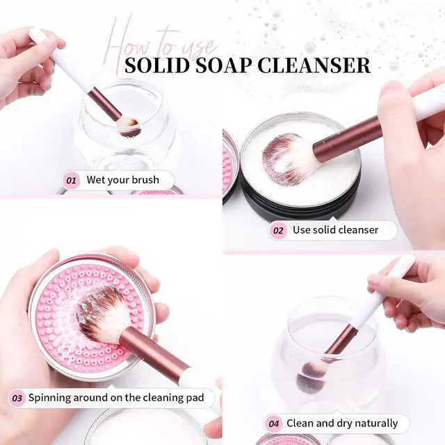 Alt view image 2 of 7 - DUcare Makeup Brush Cleaner Makeup Brushes Solid Soap Cleanser with Color Removal Sponge Brush Cleaning Mat, Silicone Makeup Cleaning Cosmetic Cleaner Blenders Shampoo Removes Shadow Color