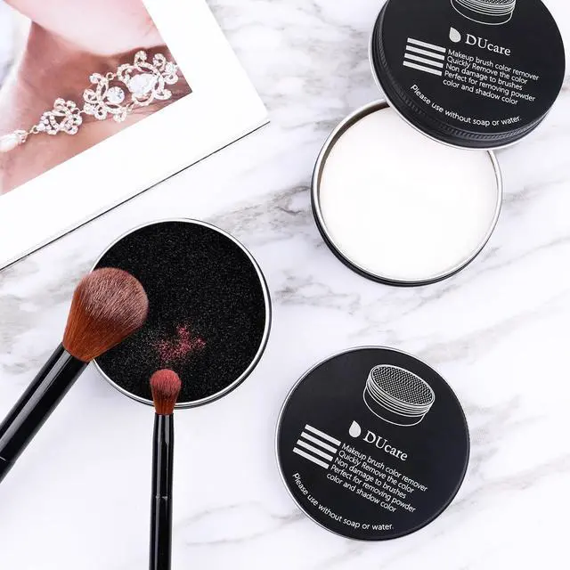 Alt view image 5 of 7 - DUcare Makeup Brush Cleaner Makeup Brushes Solid Soap Cleanser with Color Removal Sponge Brush Cleaning Mat, Silicone Makeup Cleaning Cosmetic Cleaner Blenders Shampoo Removes Shadow Color