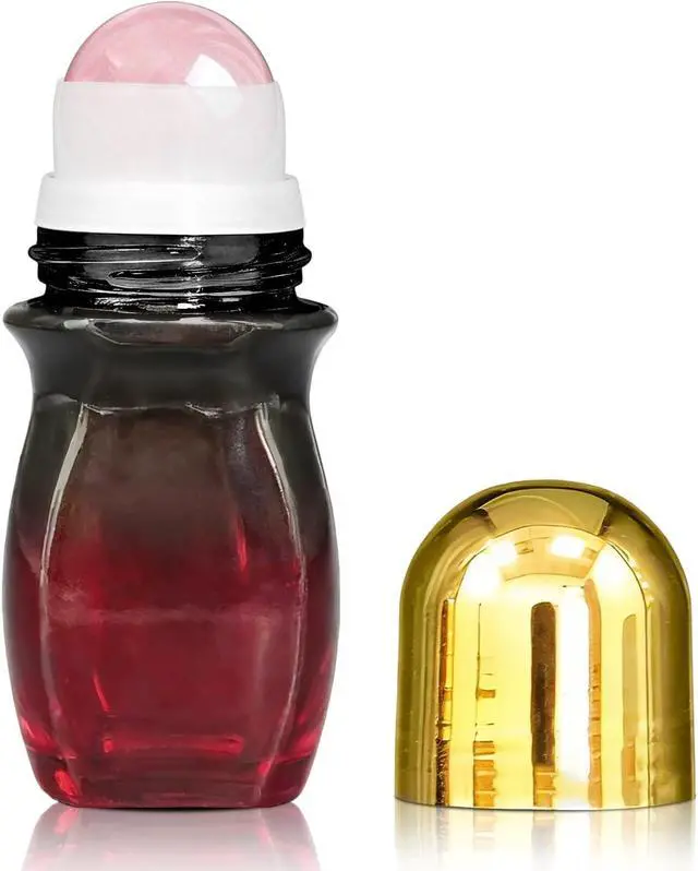 Main image of 30ml Rose Quartz Roller Amber Waisted Glass Bottles for Castor Oil | Empty Refillable Roll-On Bottles with Natural Crystal Roller,Leak-Proof Roller Ball Applicator for Essential Oils, Perfume