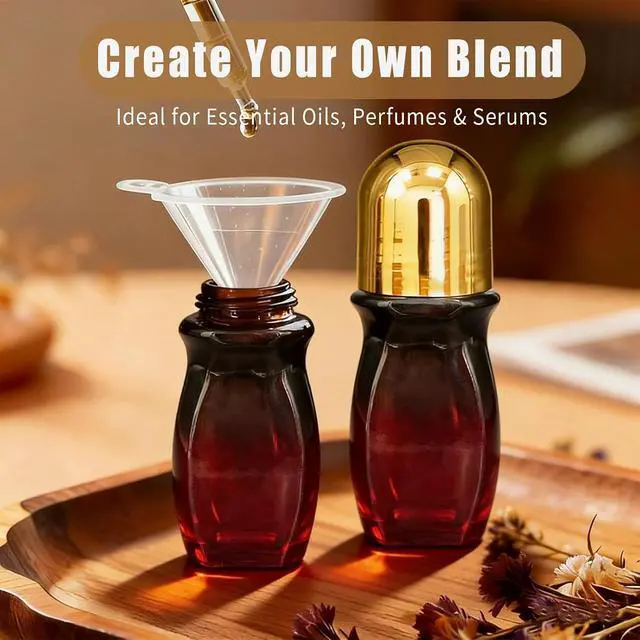 Alt view image 7 of 7 - 30ml Rose Quartz Roller Amber Waisted Glass Bottles for Castor Oil | Empty Refillable Roll-On Bottles with Natural Crystal Roller,Leak-Proof Roller Ball Applicator for Essential Oils, Perfume