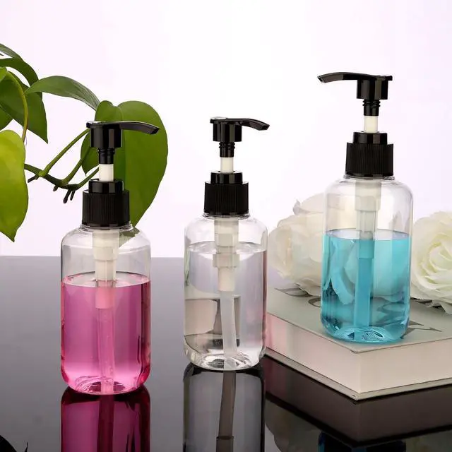 Alt view image 3 of 7 - 3 Pack 5oz (150ml) Empty Pump Bottles Jansburg Clear Lotion Dispensers | Refillable Plastic Bottles Leakproof Containers for Essential Oil Soap Lotion Shampoo