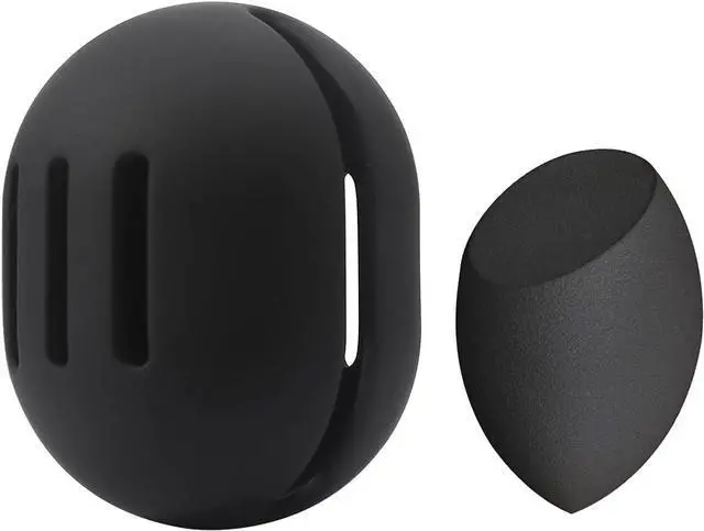 Main image of BEZOX Make Up Sponge with Case, Non-Latex Beauty Sponge with Holder of Premium Silicone for Blending Liquid Foundations Cosmetics, Travel Sponge Holder, Soft and Skin-Friendly - Black