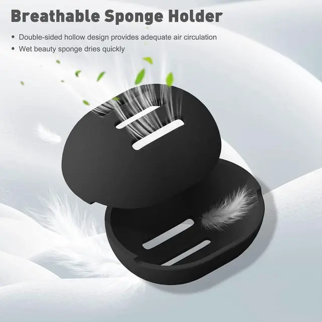 Alt view image 4 of 7 - BEZOX Make Up Sponge with Case, Non-Latex Beauty Sponge with Holder of Premium Silicone for Blending Liquid Foundations Cosmetics, Travel Sponge Holder, Soft and Skin-Friendly - Black