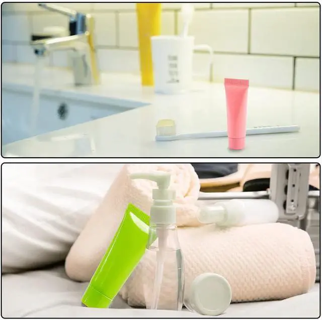 Alt view image 7 of 7 - BENECREAT 24PCS 5ml/10ml 6-Colors Plastic Squeeze Tubes Travel Size Makeup Sample Bottles with 4PCS Funnel and 2PCS 5ml Syringe for Lotion, Cream, Shampoo and Facial Cleaning