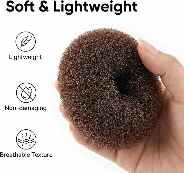 Alt view image 5 of 7 - Hair Accessories Set - Foam Sponge Bun Shapers, Magic French Twist Clip, Snap Bun Makers, Elastic Bands, and Hair Pins (Brown)