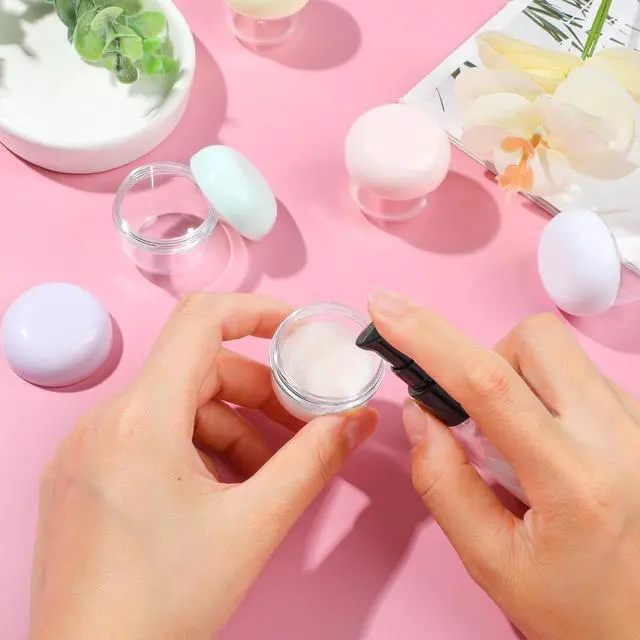 Alt view image 3 of 6 - 10 Pieces 20ml Travel Jars for Creams Leak Proof Mini Travel Containers with Lids Small Jar for Lip Balm Toiletries Cosmetic Makeup Bottles with Labels Plastic