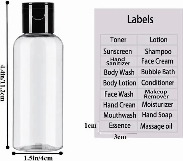 Alt view image 3 of 7 - DNSEN 5 Pack 3.4 oz Travel Size Bottles for Toiletries TSA Approved Leak Proof Empty Refillable Liquid Containers with Labels