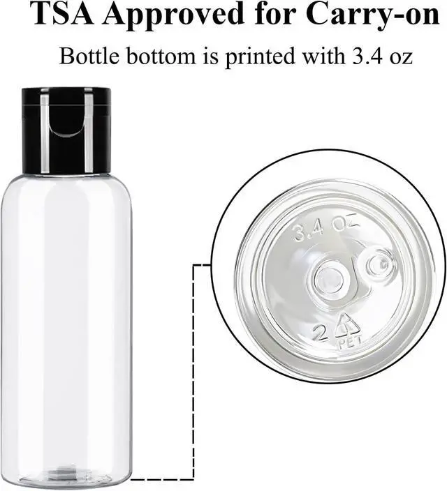 Alt view image 5 of 7 - DNSEN 5 Pack 3.4 oz Travel Size Bottles for Toiletries TSA Approved Leak Proof Empty Refillable Liquid Containers with Labels
