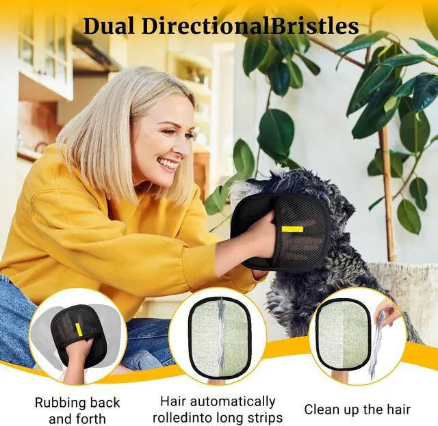Alt view image 3 of 7 - 3PCS Pet Hair Removal Glove for Dogs & Cats, Reusable Electrostatic Mitt | Soft Fabric, Electrostatic Fur Pickup, Washable & Reusable, Dogs Cats Furniture, Home Car Travel