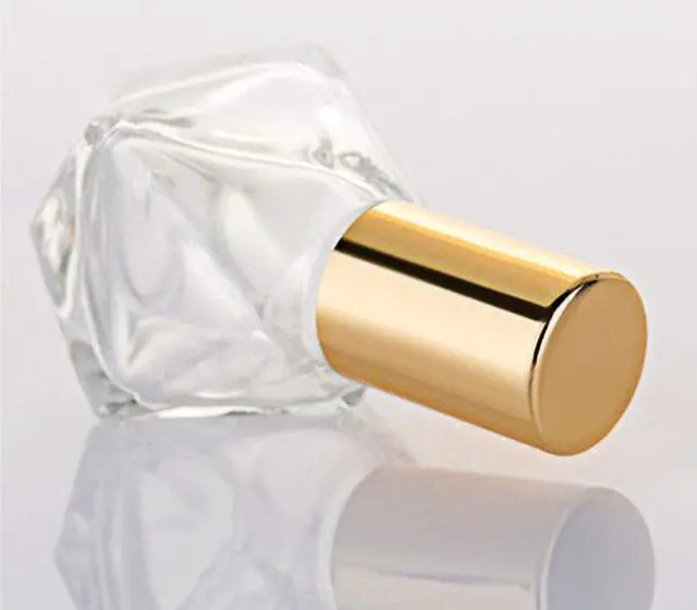 Alt view image 3 of 6 - ConStore 10 PCS Mini Portable Polygonal Clear Glass Roller Bottle,8ml/0.27oz DIY Travel Essential Oil Roll On Bottle with Stainless Steel Ball Gold Cap
