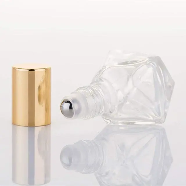 Alt view image 4 of 6 - ConStore 10 PCS Mini Portable Polygonal Clear Glass Roller Bottle,8ml/0.27oz DIY Travel Essential Oil Roll On Bottle with Stainless Steel Ball Gold Cap