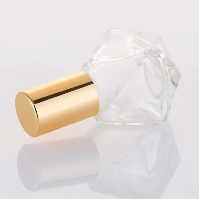 Alt view image 6 of 6 - ConStore 10 PCS Mini Portable Polygonal Clear Glass Roller Bottle,8ml/0.27oz DIY Travel Essential Oil Roll On Bottle with Stainless Steel Ball Gold Cap