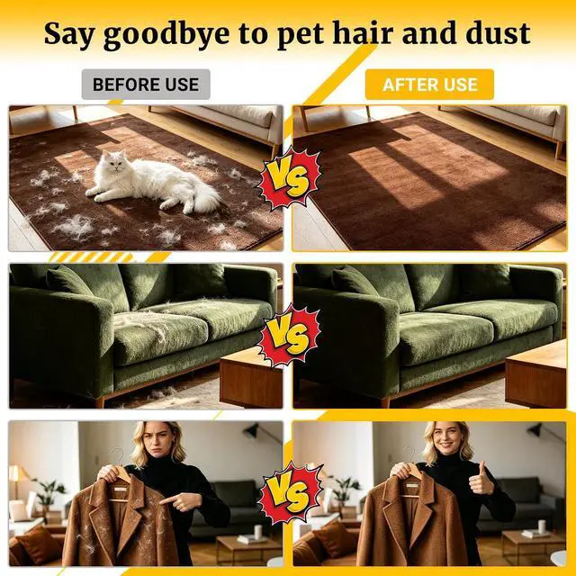 Alt view image 5 of 7 - 3PCS Pet Hair Removal Glove for Dogs & Cats, Reusable Electrostatic Mitt | Soft Fabric, Electrostatic Fur Pickup, Washable & Reusable, Dogs Cats Furniture, Home Car Travel