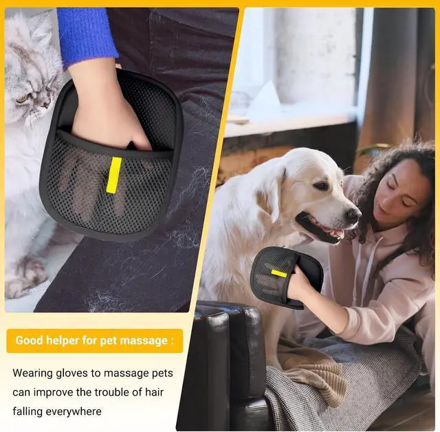 Alt view image 7 of 7 - 3PCS Pet Hair Removal Glove for Dogs & Cats, Reusable Electrostatic Mitt | Soft Fabric, Electrostatic Fur Pickup, Washable & Reusable, Dogs Cats Furniture, Home Car Travel