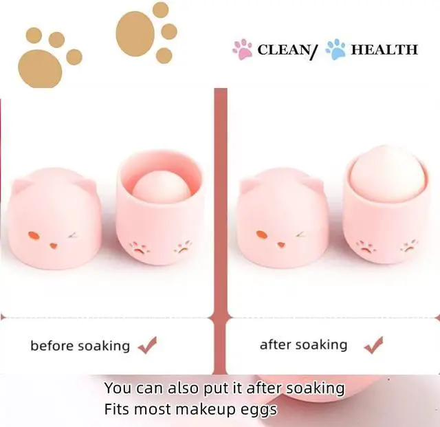 Alt view image 4 of 7 - 2 Pcs Beauty Blender Holder Makeup Sponge Holder Beauty Blender Travel Case Cute Cat Shape Cosmetic Sponge Drying Holder