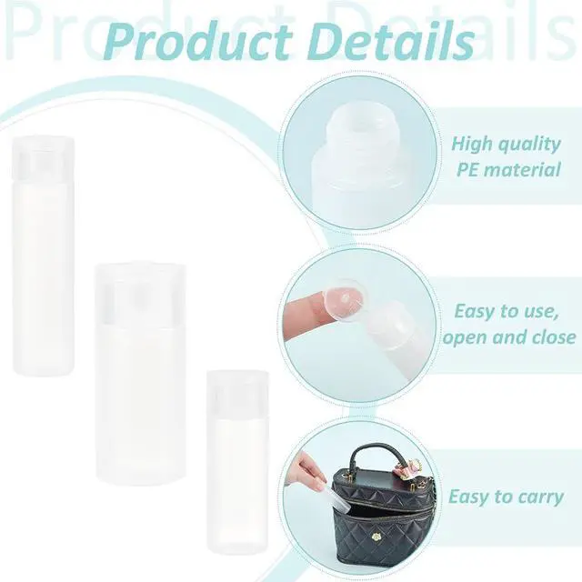 Alt view image 4 of 6 - BENECREAT 10Pcs 12ml/18ml/30ml Travel Bottles Plastic Toiletry Bottles Flip Cap Squeeze Sample Bottle Containers for Makeup Lotion Emulsion Foundation Shampoo Packing