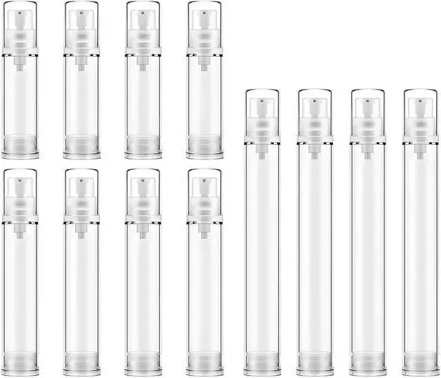 Main image of 12PCS Airless Pump Bottles Travel Set, Mini Size Lotion Foundation Travel Container (5ml 10ml 15ml)