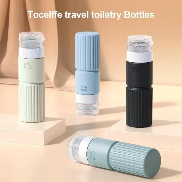 Alt view image 5 of 7 - Tocelffe 18pes Travel Bottles for Toiletries,TSA Approved Silicone Travel Containers jar for Toiletries,Leak Proof 3oz Refillable Liqus Shampoo And Conditioner Travel Essentials toiletry Bottles