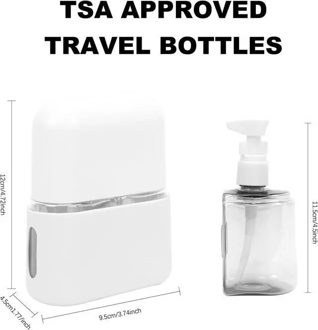 Alt view image 4 of 7 - Skycase Travel Bottles - Leak Proof Refillable TSA Approved Travel Size Toiletries, 2 in 1 Liquid Bottles Containers with Labels and Funnel Airplane Accessories Kits for Lotion Liquid (Grey)