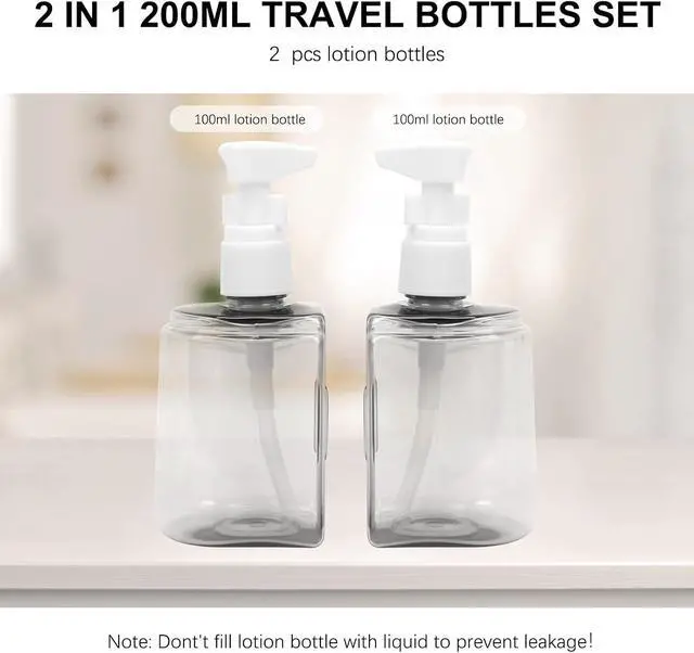Alt view image 2 of 7 - Skycase Travel Bottles - Leak Proof Refillable TSA Approved Travel Size Toiletries, 2 in 1 Liquid Bottles Containers with Labels and Funnel Airplane Accessories Kits for Lotion Liquid (Grey)