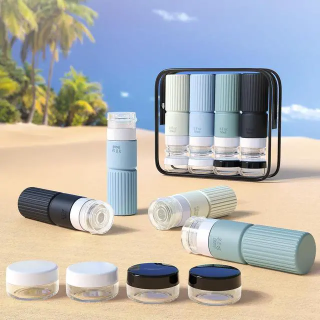 Alt view image 7 of 7 - Tocelffe 18pes Travel Bottles for Toiletries,TSA Approved Silicone Travel Containers jar for Toiletries,Leak Proof 3oz Refillable Liqus Shampoo And Conditioner Travel Essentials toiletry Bottles