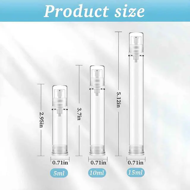 Alt view image 2 of 7 - 12PCS Airless Pump Bottles Travel Set, Mini Size Lotion Foundation Travel Container (5ml 10ml 15ml)