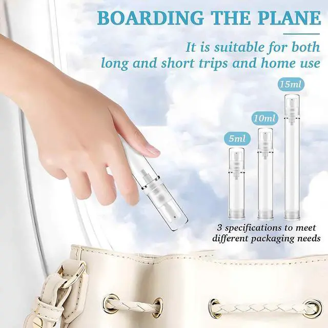 Alt view image 7 of 7 - 12PCS Airless Pump Bottles Travel Set, Mini Size Lotion Foundation Travel Container (5ml 10ml 15ml)