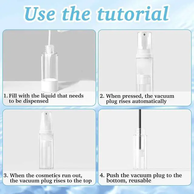 Alt view image 4 of 7 - 12PCS Airless Pump Bottles Travel Set, Mini Size Lotion Foundation Travel Container (5ml 10ml 15ml)