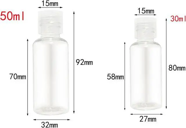 Alt view image 2 of 6 - 5 Pieces 1.67oz Flip Cap Bottles Plastic Empty Transparent Containers Bottle Refillable Squeeze for Travel Shampoo Cosmetic Lotion Toiletries (50ML)