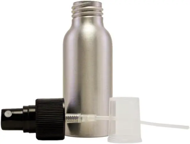 Alt view image 2 of 3 - 2 oz - Aluminum Refillable Travel Spray Bottle w/ Black Sprayer (Pack of 2)