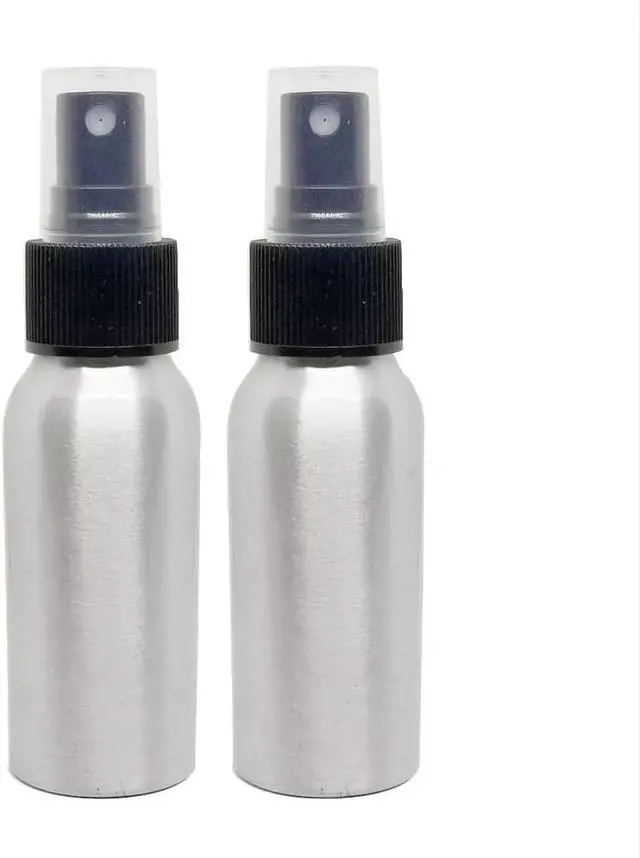 Main image of 2 oz - Aluminum Refillable Travel Spray Bottle w/ Black Sprayer (Pack of 2)