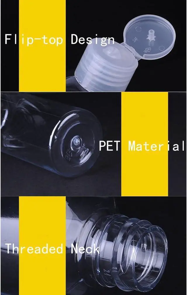 Alt view image 4 of 6 - 5 Pieces 1.67oz Flip Cap Bottles Plastic Empty Transparent Containers Bottle Refillable Squeeze for Travel Shampoo Cosmetic Lotion Toiletries (50ML)