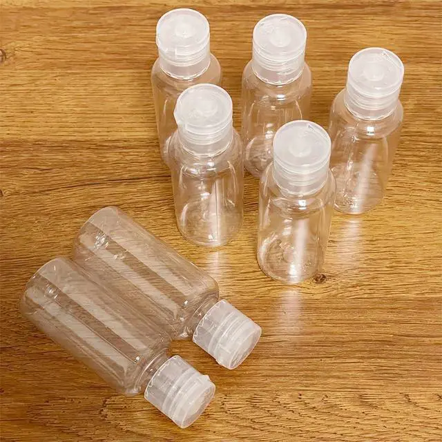 Alt view image 5 of 6 - 5 Pieces 1.67oz Flip Cap Bottles Plastic Empty Transparent Containers Bottle Refillable Squeeze for Travel Shampoo Cosmetic Lotion Toiletries (50ML)