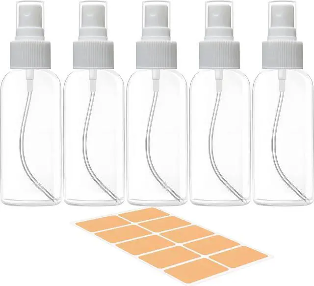 Main image of DNSEN 5 Pack 3.4 oz Travel Spray Bottles TSA Approved Fine Mist Travel Size Spray Bottle for Liquids Refillable Empty Clear Plastic Bottles with Labels