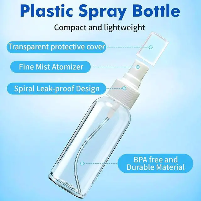 Alt view image 2 of 7 - DNSEN 5 Pack 3.4 oz Travel Spray Bottles TSA Approved Fine Mist Travel Size Spray Bottle for Liquids Refillable Empty Clear Plastic Bottles with Labels
