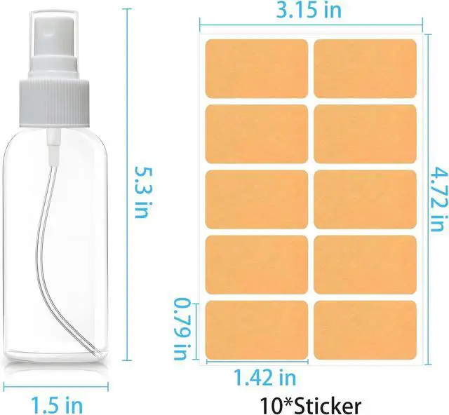 Alt view image 3 of 7 - DNSEN 5 Pack 3.4 oz Travel Spray Bottles TSA Approved Fine Mist Travel Size Spray Bottle for Liquids Refillable Empty Clear Plastic Bottles with Labels