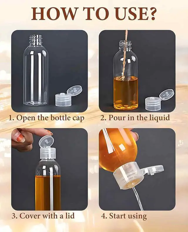 Alt view image 4 of 7 - 8 Pack 3.4 oz (100 ml) Plastic Travel Bottles for Toiletries, TSA Approved Leak Proof Small Clear Bottles with Labels