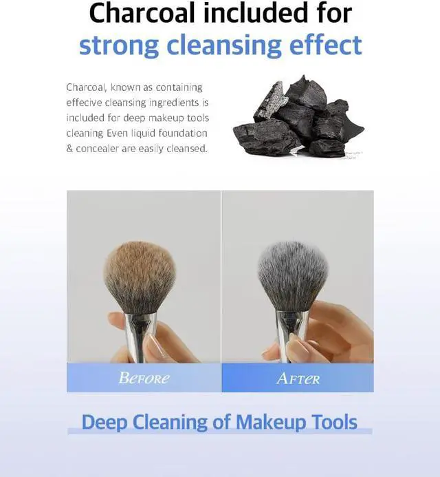 Alt view image 4 of 6 - STUDIO17 Solid Makeup Brush Cleaner 300+ Usage | Convenient Makeup Cleaner for Both Brushes & Puffs | Cosmetic Brush Cleaner Charcoal Included | Compact Size